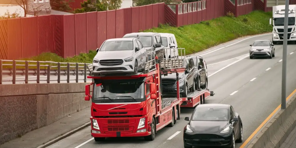 Auto transport carrier truck on highway